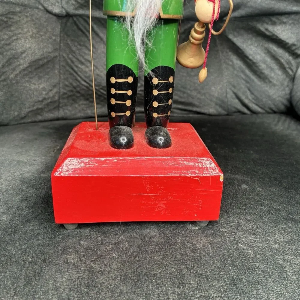 Wooden Animated Nutcracker W/Horn Music Box Moving Mouth & Arms 11